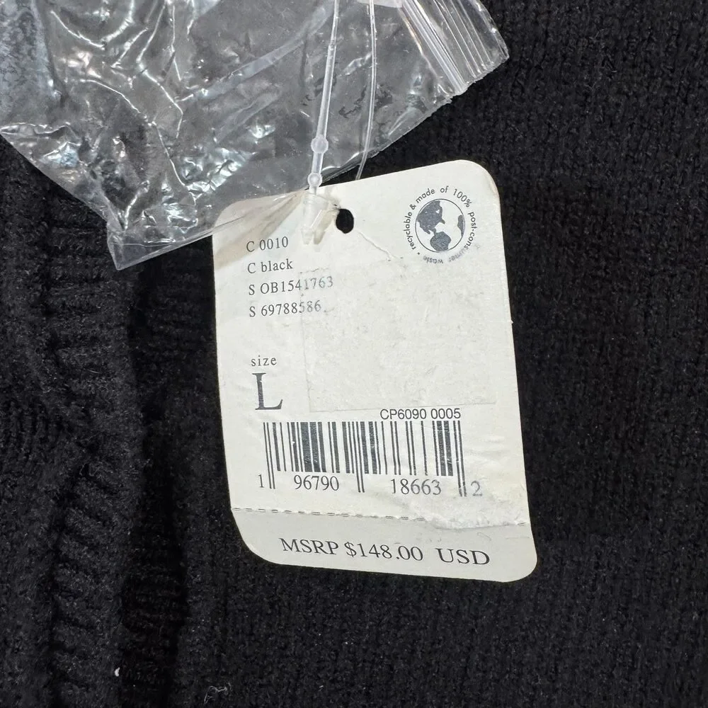 Free People Small World Dress Women's Large Black Cable Knit Cut Out Sweater